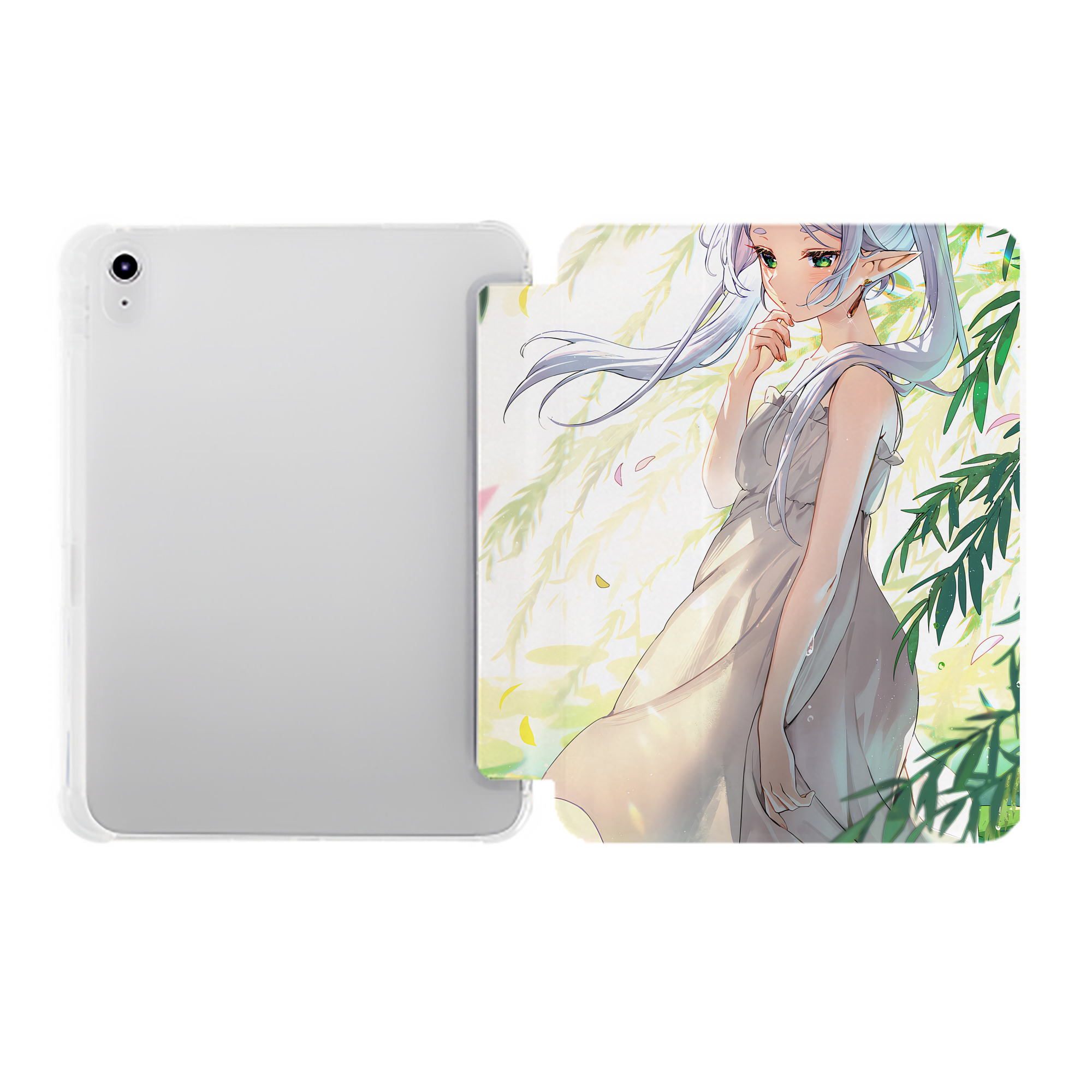 （画像用） 葬送のフリーレン Frieren IPad ケース ペン収納付き 三つ折りスタンド PUレザー×シリコン 対応機種9.5/10.5/10.9インチ